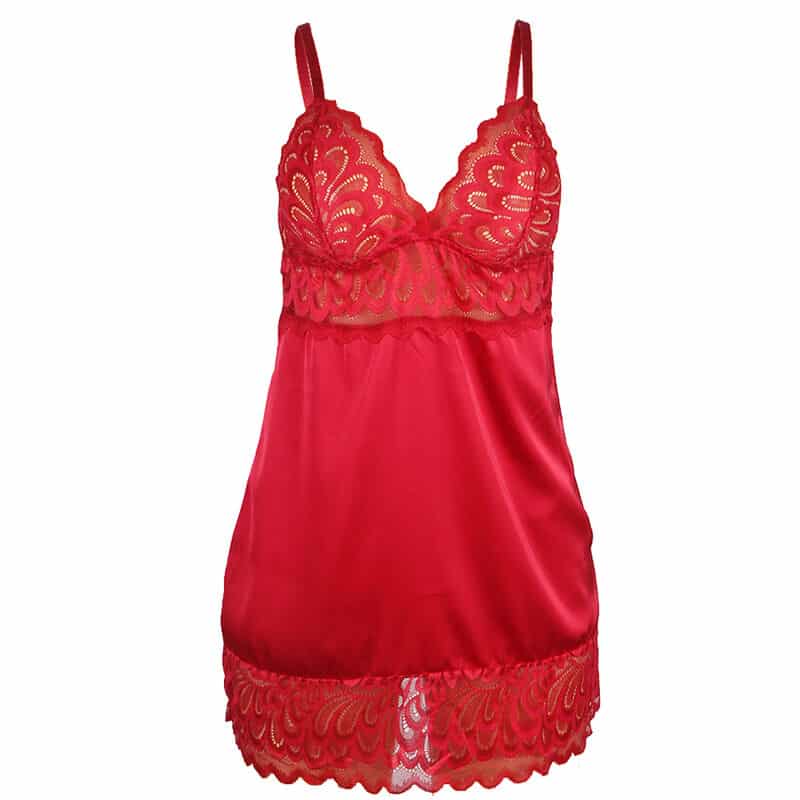 Babydoll en satin avec dentelle rouge L/XL — SUBBLIME, vue 5