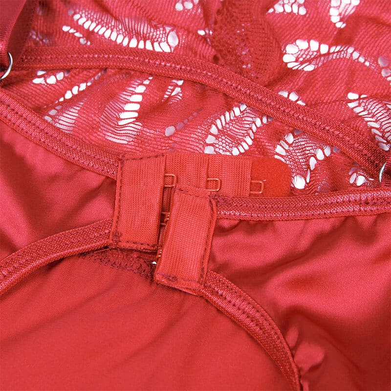 Babydoll en satin avec dentelle rouge L/XL — SUBBLIME, vue 11