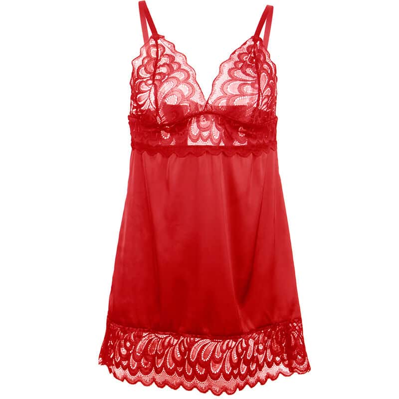Babydoll en satin avec dentelle rouge L/XL — SUBBLIME, vue 4
