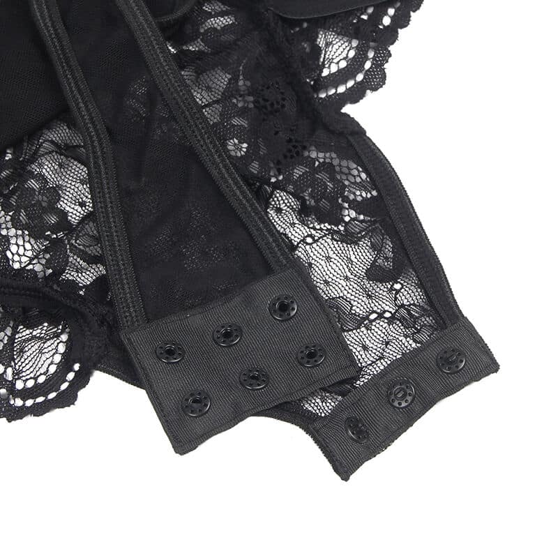 Teddy avec jarretière avec détail dentelle et bandes noir S/M — SUBBLIME, vue 5