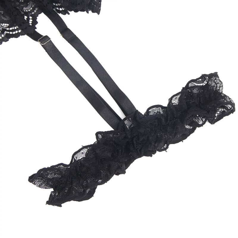 Teddy avec jarretière avec détail dentelle et bandes noir S/M — SUBBLIME, vue 6