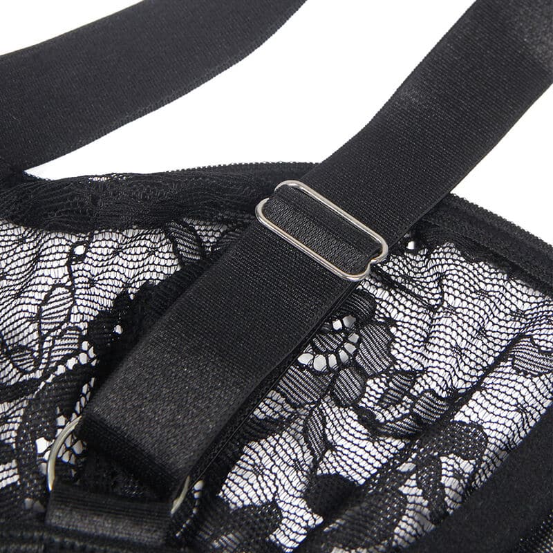 Teddy avec jarretière avec détail dentelle et bandes noir S/M — SUBBLIME, vue 9