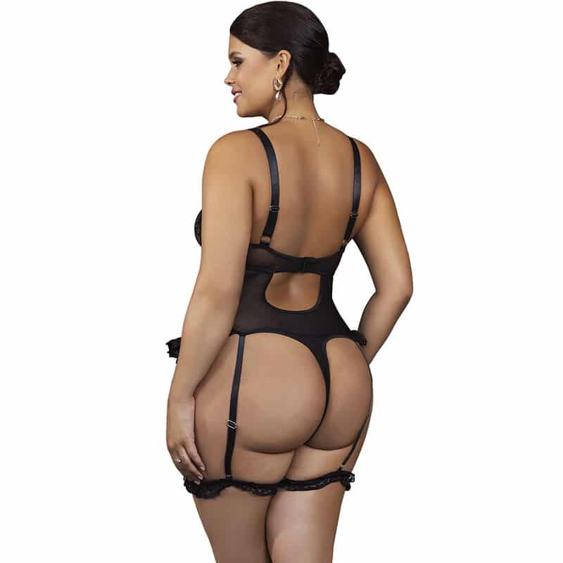 Teddy avec jarretière avec détail dentelle et bandes noir L/XL — SUBBLIME, vue 3