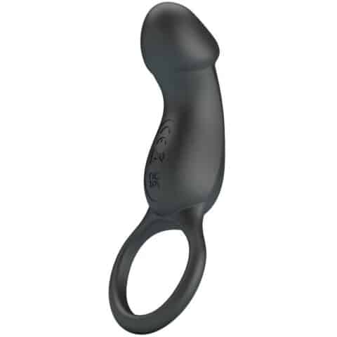 Trae anneau vibrant avec stimulateur noir — PRETTY LOVE