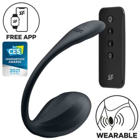Ribbed petal télécommande de stimulateur de point G noir application gratuite — SATISFYER