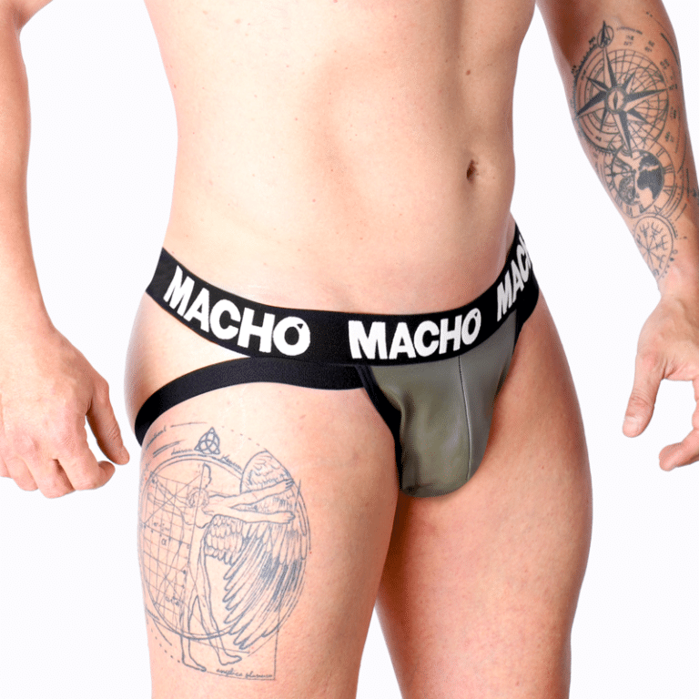 MX27GR jock cuir gris beige L — MACHO, vue 3