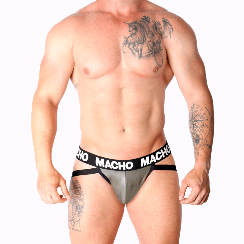 MX27GR jock cuir gris beige L — MACHO, vue 2