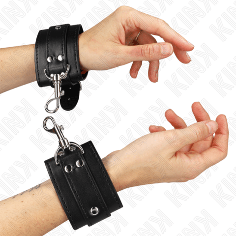 Appareils-poignets verrouillables dungeon noir ajustables 21-28 CM X 5,5 CM — KINK