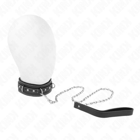 Collier en cuir PVC avec ceinture 105 CM rivet strass 41,5 X 4 CM — KINK