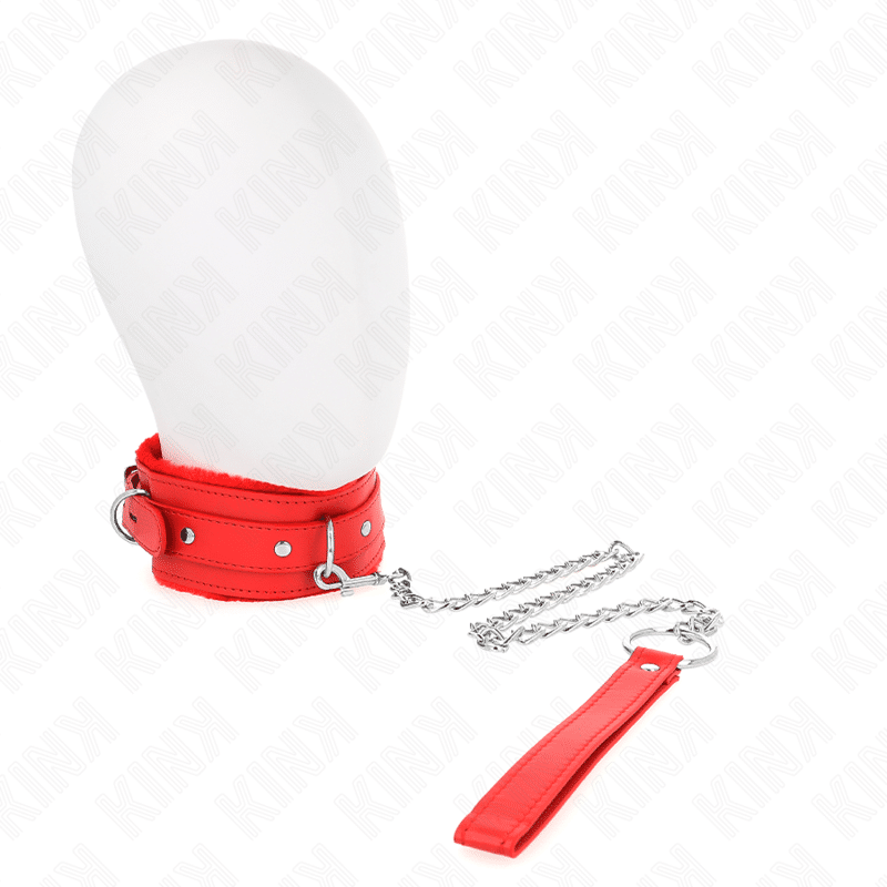 Collier avec laisse 65 CM avec restrictions rouge 36-42 CM X 5,5 CM — KINK