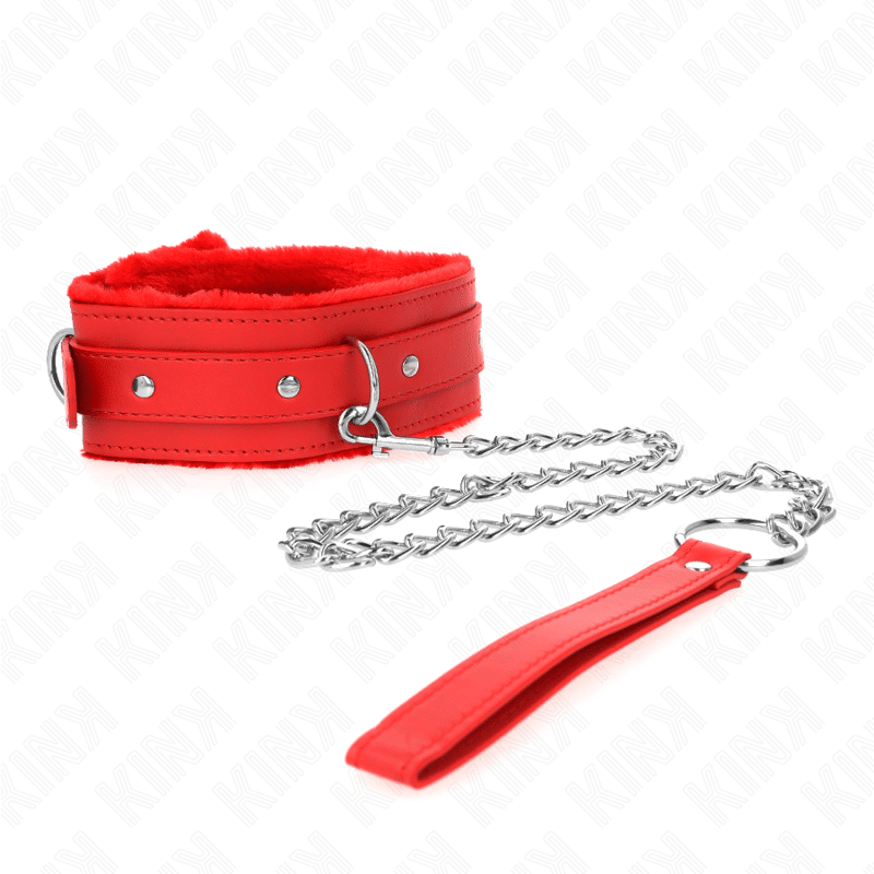 Collier avec laisse 65 CM avec restrictions rouge 36-42 CM X 5,5 CM — KINK, vue 4