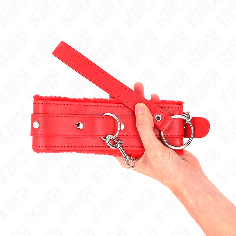Collier avec laisse 65 CM avec restrictions rouge 36-42 CM X 5,5 CM — KINK, vue 5