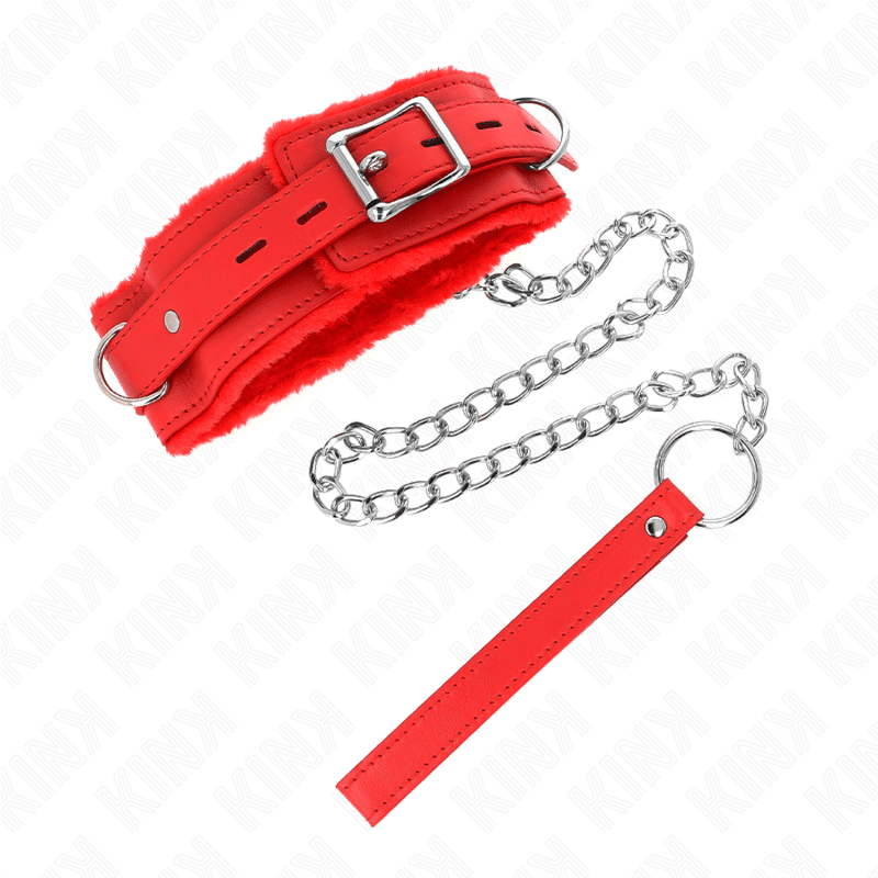 Collier avec laisse 65 CM avec restrictions rouge 36-42 CM X 5,5 CM — KINK, vue 2