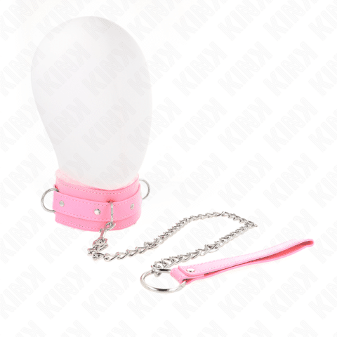 Collier avec laisse 65 CM avec restrictions rose 36-42 CM X 5,5 CM — KINK