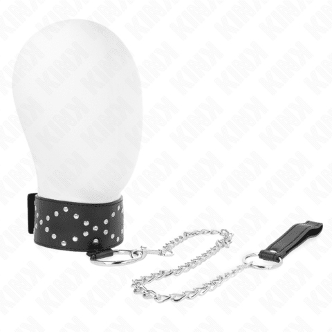 Collier 65 CM avec laisse avec clous argentés modèle 3 réglable 36-43 CM X 5 CM — KINK