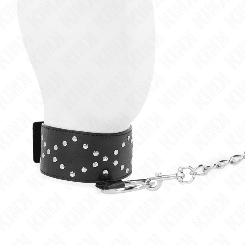 Collier 65 CM avec laisse avec clous argentés modèle 3 réglable 36-43 CM X 5 CM — KINK, vue 3