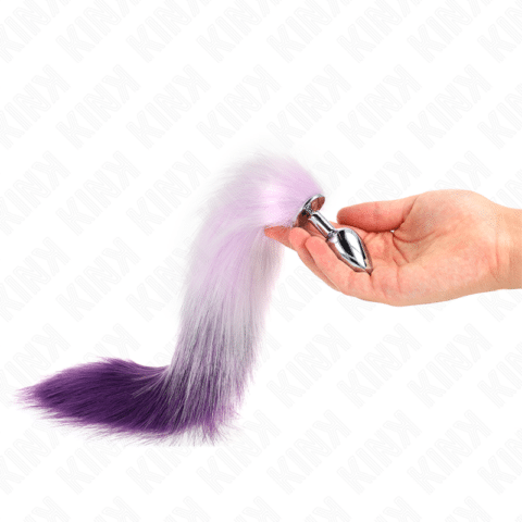 Plug anal taille S 7 X 3 CM avec queue synthétique 40 CM violet — KINK