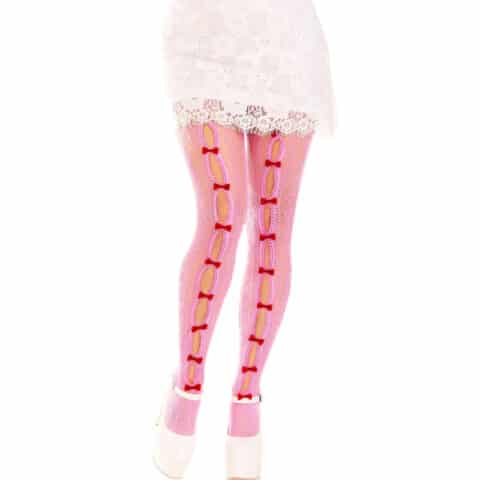 Bas avec ouvertures coeur & noeuds rose — LEG AVENUE