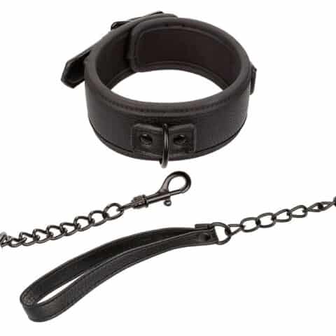 Nocturnal collier et laisse en cuir réglable noir — CALEXOTICS