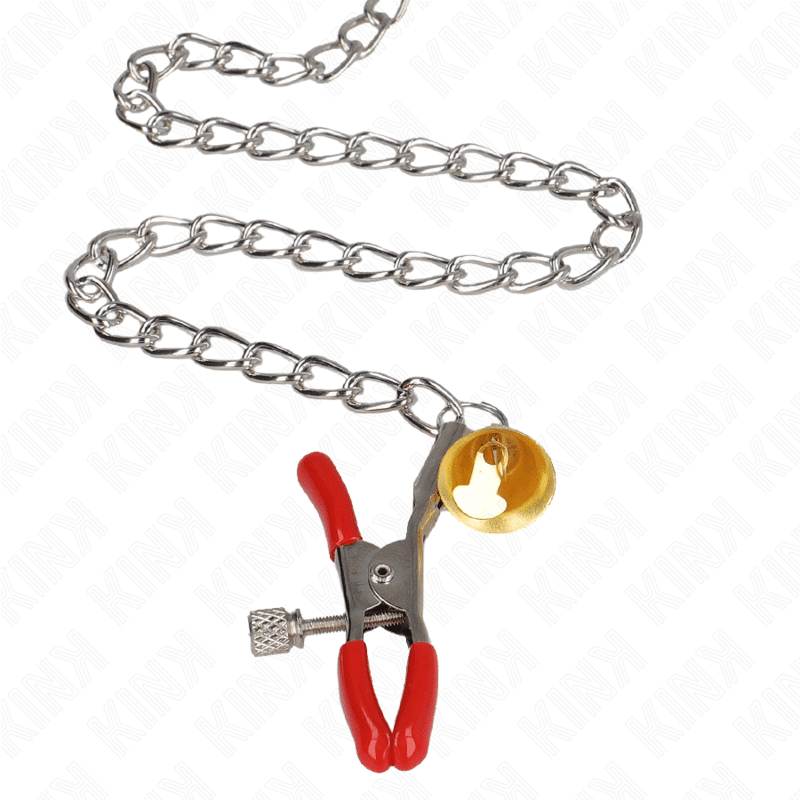 Pinces à tamelon et clito bell triple rouge avec chaine 30 CM — KINK, vue 4