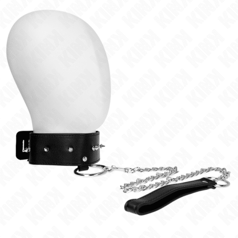 Collier 65 CM avec laisse avec clous argentés modèle 2 réglable 36-43 CM X 5 CM — KINK