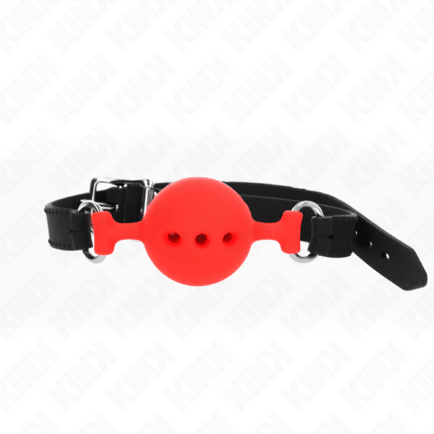 BAG entier en silicone 55 x 2 CM avec boule de 4,5 CM taille M rouge ajustable 35-51 CM — KINK