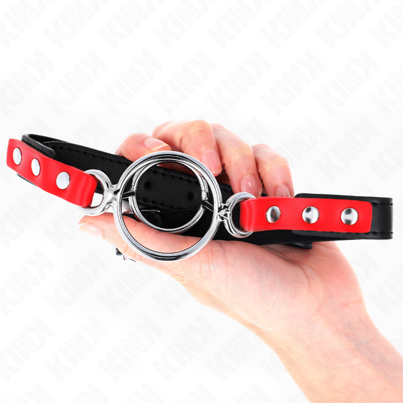 GAG avec plusieurs o-rings 4 / 4,8 CM rouge 38 X 56 CM — KINK, vue 2