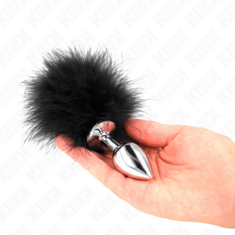 Plug anal en acier inoxydable 11 x 7 CM avec plume 11 CM — KINK