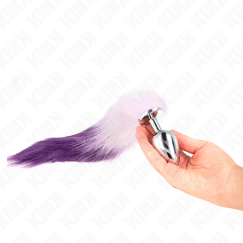 Plug anal taille L 10 X 4 CM avec queue synthétique 40 CM violet — KINK