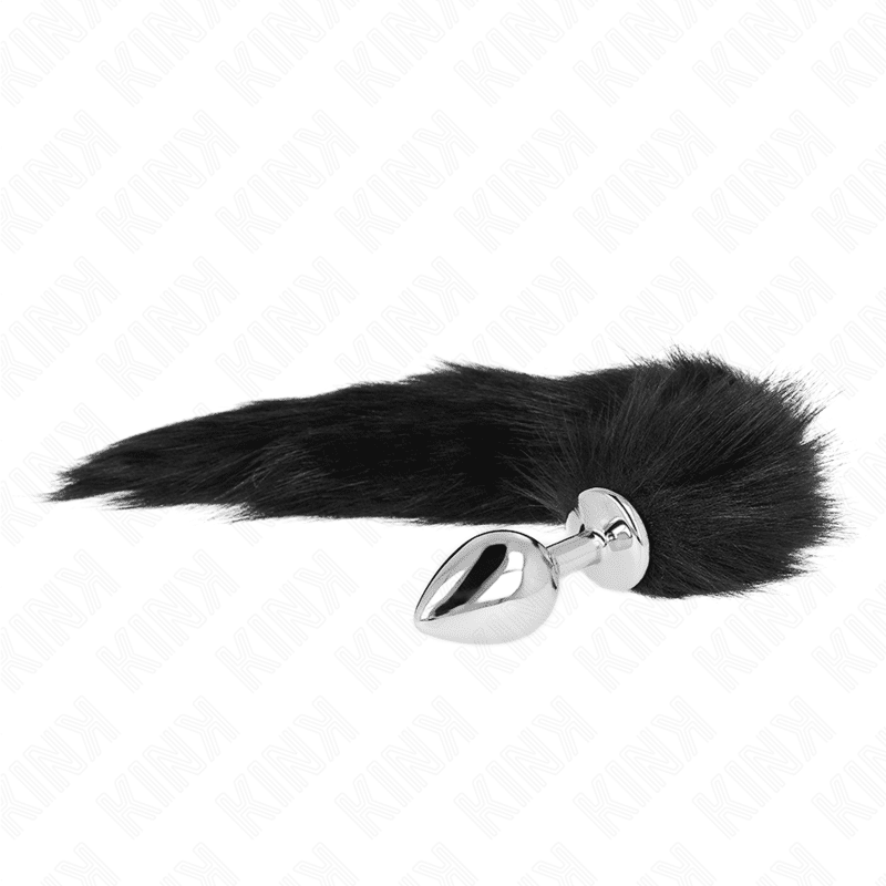 Plug anal taille M 8 X 3,5 CM avec queue synthétique 40 CM noir — KINK, vue 2