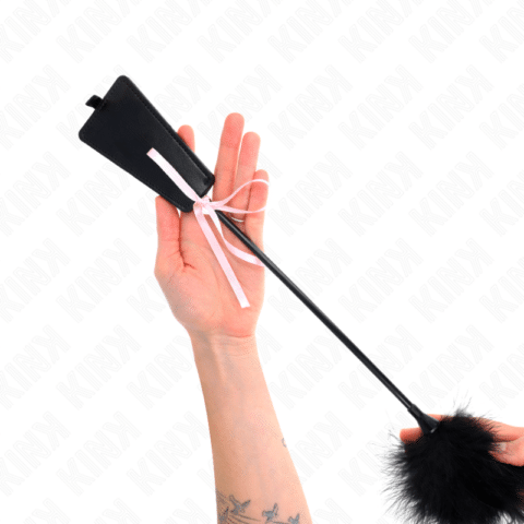 Plumes chacouillées avec noeud de ruban rose 49 CM — KINK