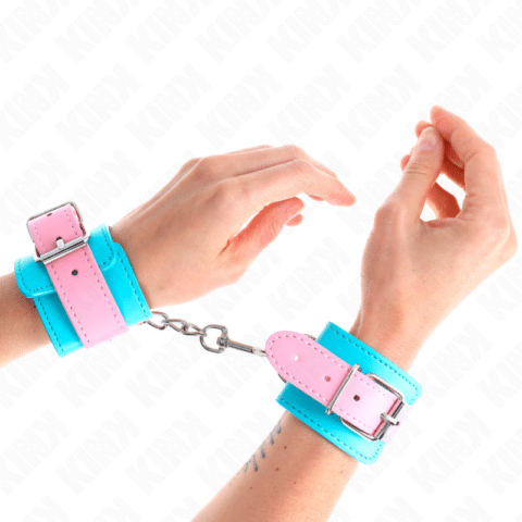 Mignons attentes-poignets bleu/rose ajustables 16-28 CM X 5 CM — KINK