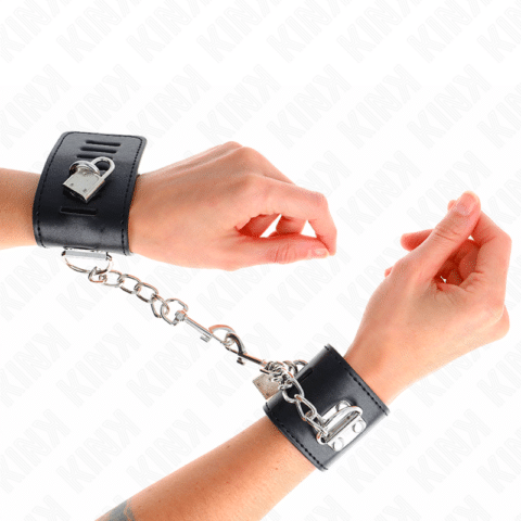 Appui-poignets avec fermeture par cadenas noir ajustable 16-23 CM X 5,5 CM — KINK