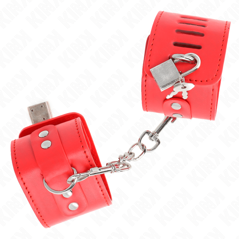 Appui-poignets avec fermeture par cadenas rouge ajustable 16-23 CM X 5,5 CM — KINK, vue 3