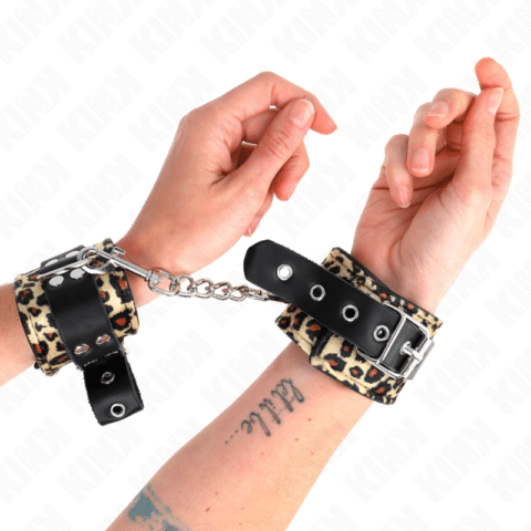 Retenue-poignet en cuir vrai léopard réglable 18-29 CM X 5,5 CM — KINK