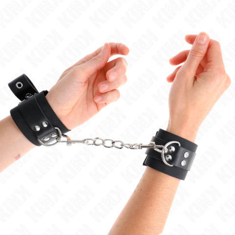 Appui-poignets en nylon noir avec ceinture en cuir noir ajustable 19-29 CM X 5,1 CM — KINK