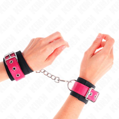 Appui-poignets en nylon noir avec ceinture en cuirette rose framboise ajustable 19-29 CM X 5,1 CM — KINK