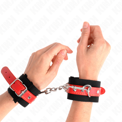 Appui-poignets en nylon noir avec cuir rouge ajustable 19-24 CM X 5,5 CM — KINK
