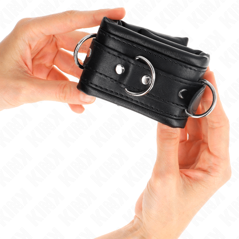 Appui-poignets lourds doublés de fourrure noire réglables 20-30 CM X 6 CM — KINK, vue 4