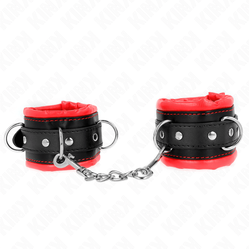 Appui-poignets lourds doublés de fourrure rouge ajustables 20-30 CM X 6 CM — KINK, vue 2