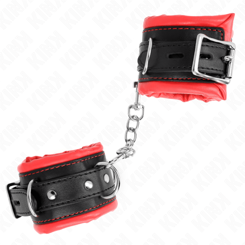 Appui-poignets lourds doublés de fourrure rouge ajustables 20-30 CM X 6 CM — KINK, vue 3