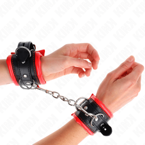 Appui-poignets lourds doublés de fourrure rouge ajustables 20-30 CM X 6 CM — KINK