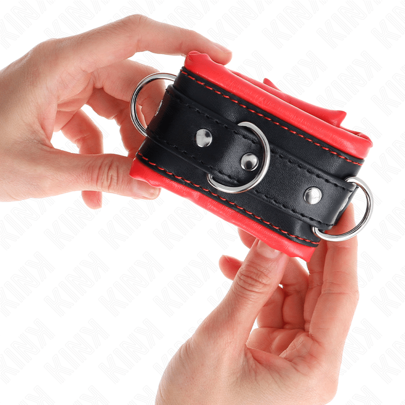 Appui-poignets lourds doublés de fourrure rouge ajustables 20-30 CM X 6 CM — KINK, vue 4