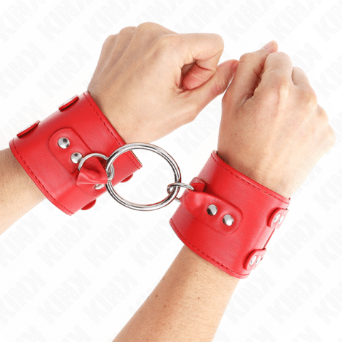 Appui-poignets fixes avec anneau et clous réglables rouge 17-22 CM X 6,5 CM — KINK