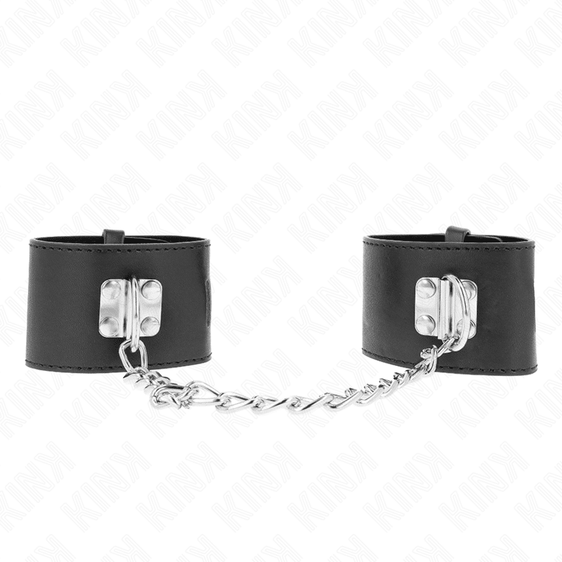 Appui-poignets fixes avec chaîne 30 CM et fermeture par cadenas noir réglable 16-23 CM X 5,5 CM — KINK, vue 2