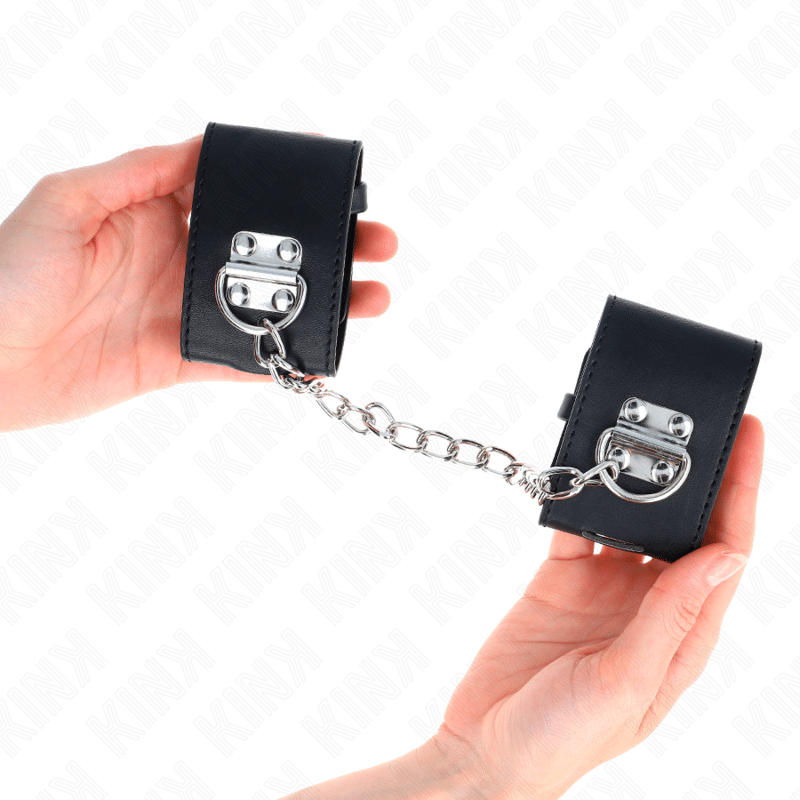 Appui-poignets fixes avec chaîne 30 CM et fermeture par cadenas noir réglable 16-23 CM X 5,5 CM — KINK, vue 4