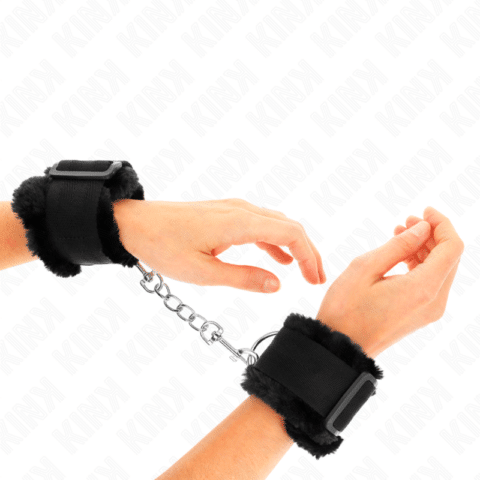 Appui-poignets doublés de fourrure noir ajustable 17-31 CM X 7 CM — KINK
