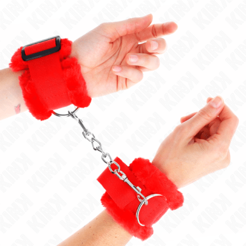 Appui-poignets doublés de fourrure rouge ajustable 17-31 CM X 7 CM — KINK