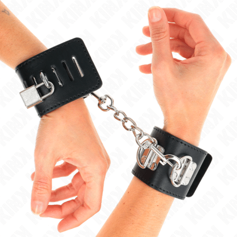 Appui-poignets multipositions avec fermeture par cadenas noir ajustable 16-23 CM X 5,5 CM — KINK