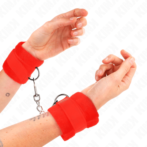Manchettes débutant en fourrure rouge 30 X 7 CM — KINK